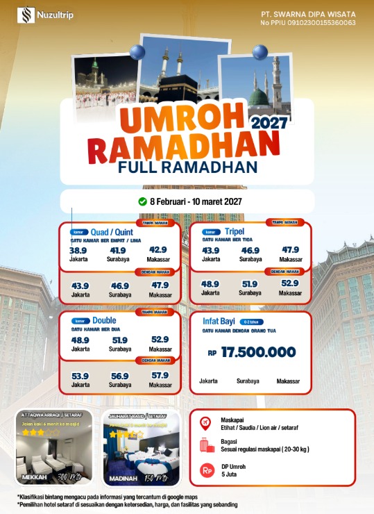 UMROH FULL RAMADHAN 2027 TANPA MAKAN