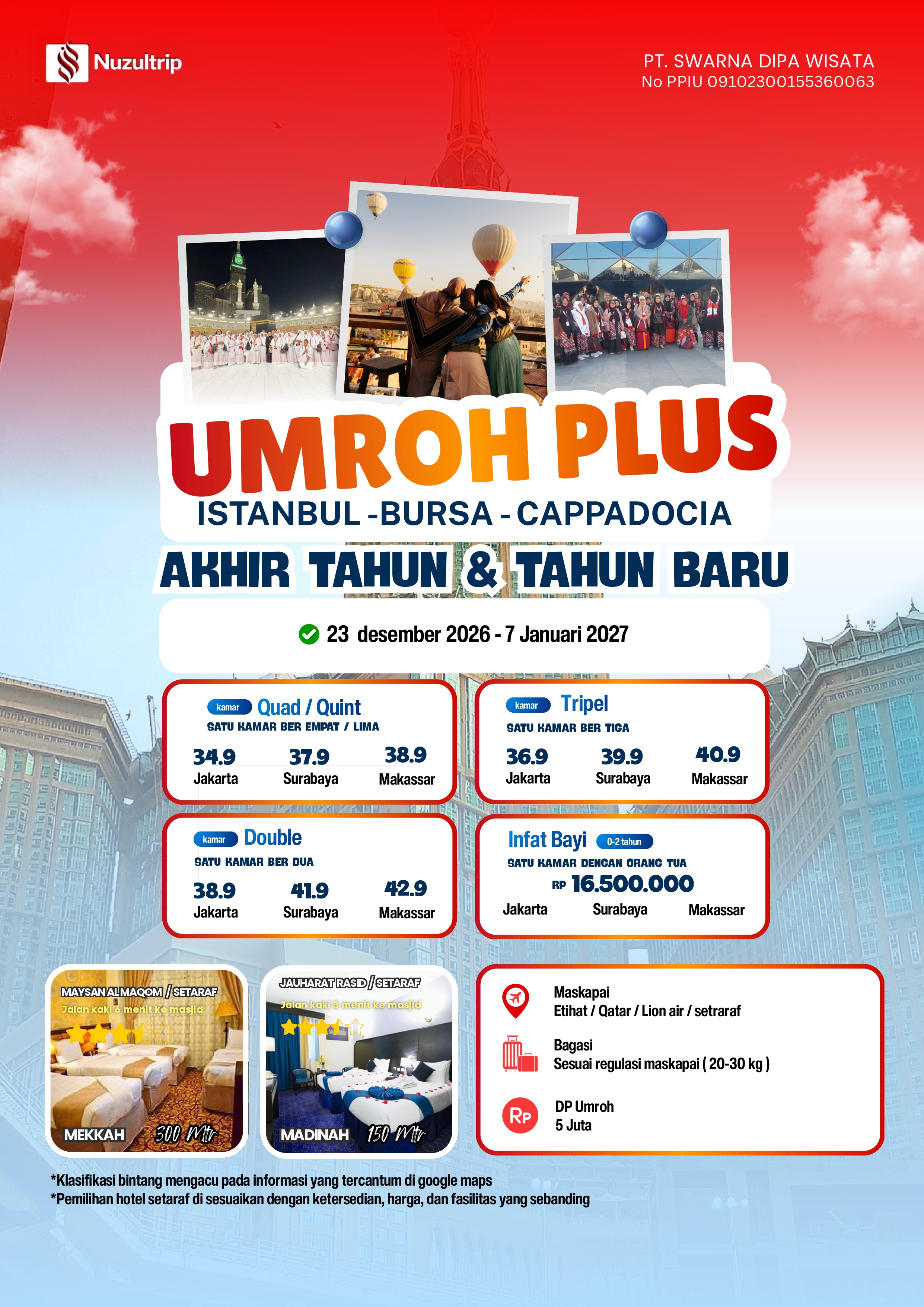 UMROH PLUS TURKI AKHIR TAHUN 15D