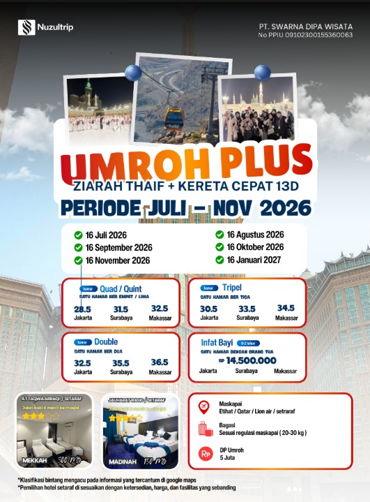 UMROH AWAL MUSIM PLUS THAIF + KERETA CEPAT 13D