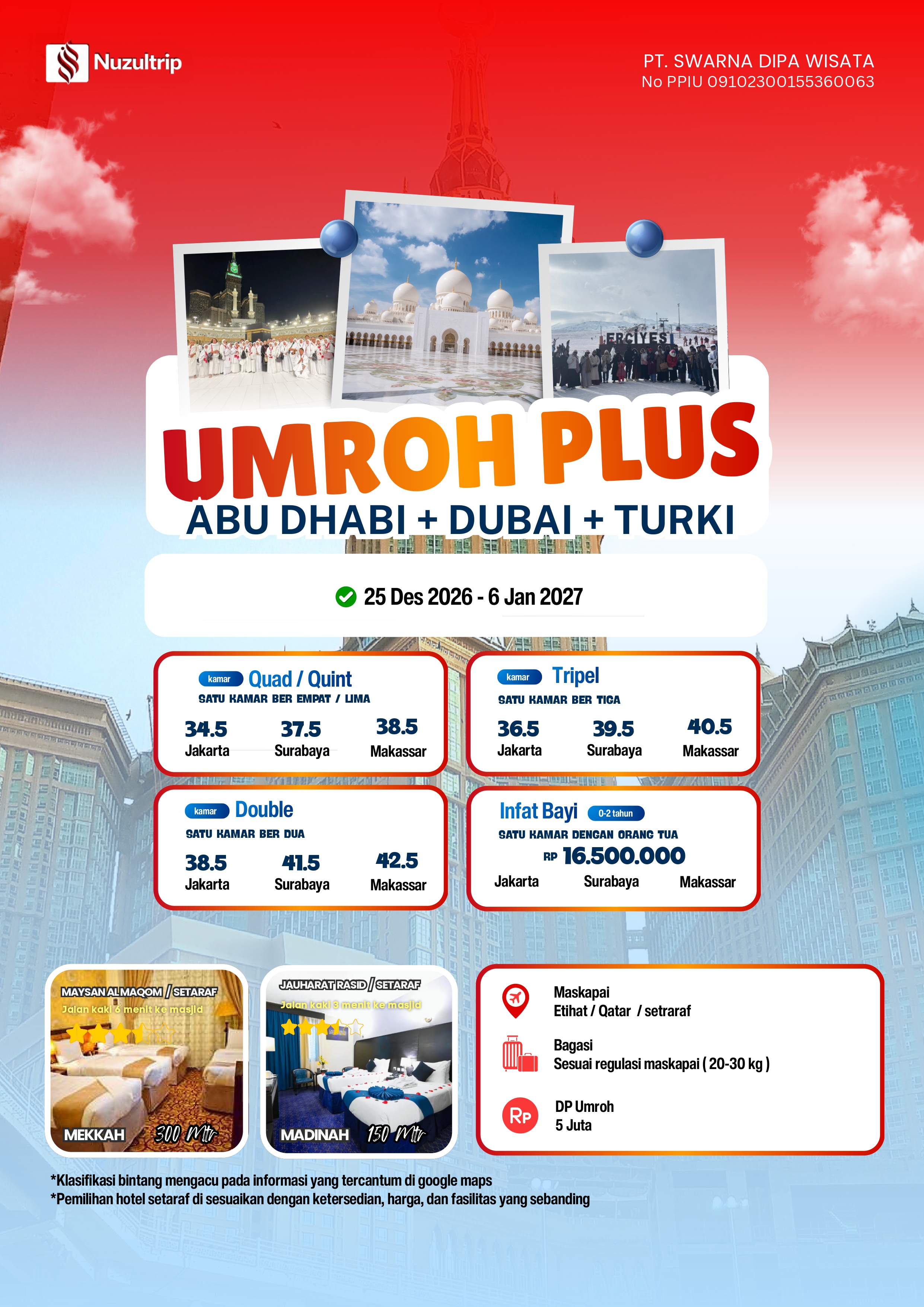 UMROH PLUS 3 NEGARA AKHIR TAHUN 13D