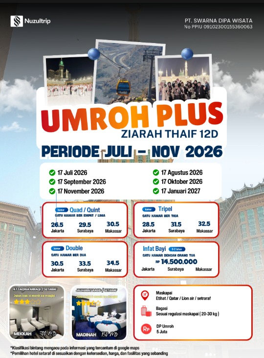 UMROH AWAL MUSIM ZIARAH THAIF 12D
